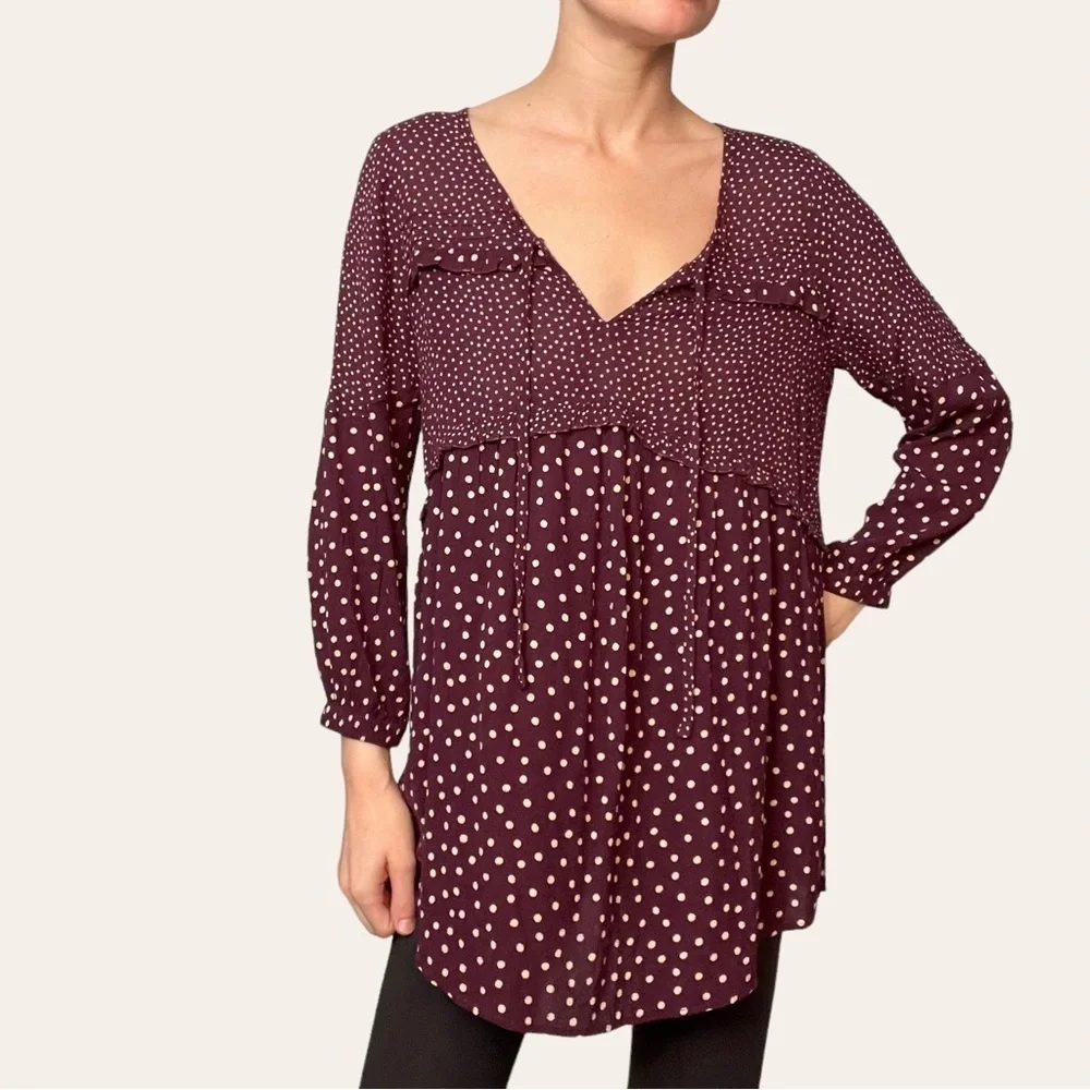 🚨 BUNDLE 5 FOR $20 🚨 FatFace Meredith Maroon Spot LongLine Tunic